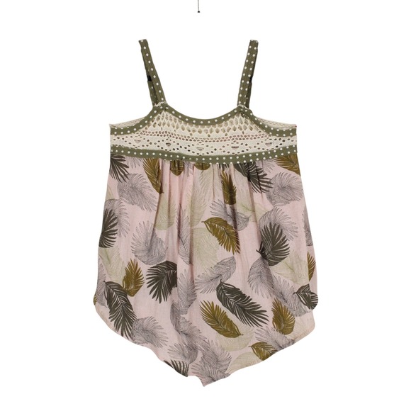 Easel Los Angeles Tank‎ Top Crochet Palm Leaf Sleeveless Casual Summer Blouse - Picture 2 of 13